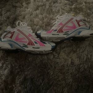 Nike White and Pink Running Shoes